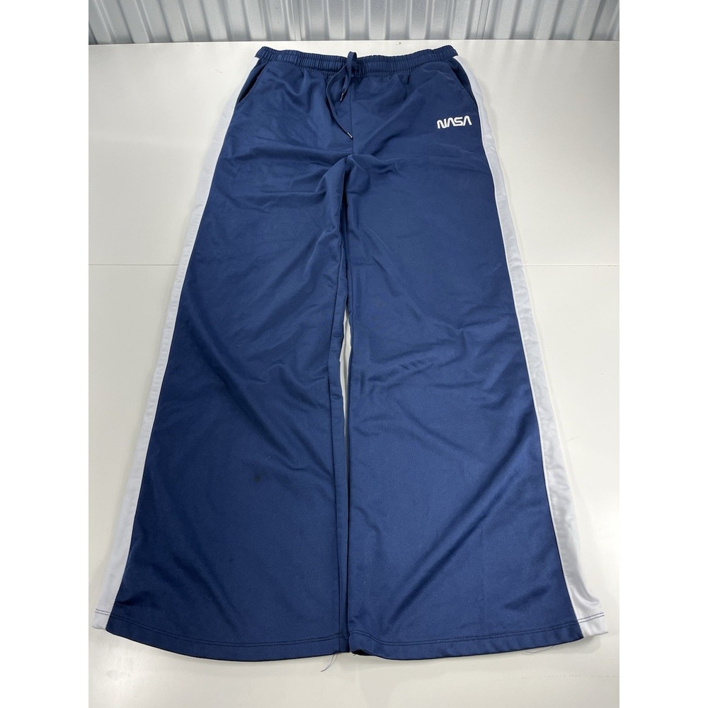 Mighty Fine L NASA Polyester Workout Pants/Joggers  blue with white stripe